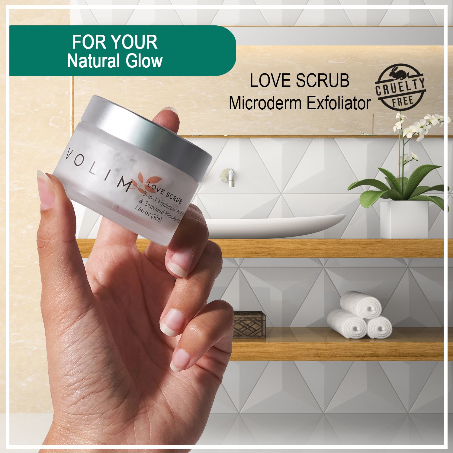 Volum Love Scrub 3-in-1 Hyualuronic Acid, Red shops Tea & Seaweed Microderm Exfoliator